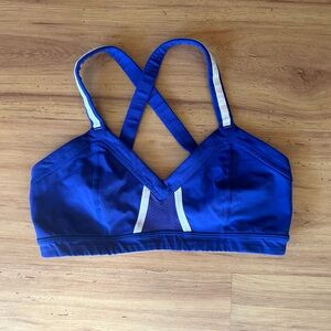 lululemon athletica Blue Crossback Sports Bra with White Accents